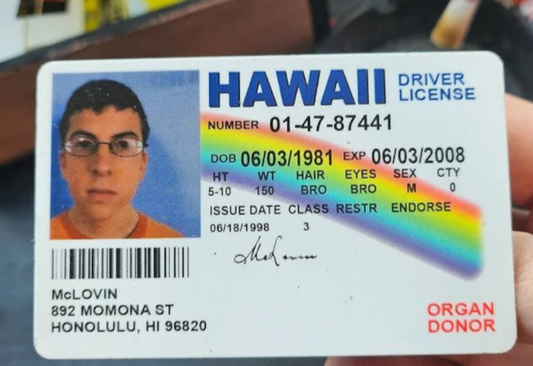 McLovin Superbad ID Card Drivers Licence